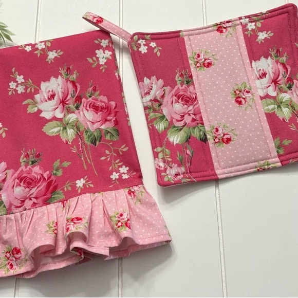 Shabby Chic Roses Decorative Tea Towel Pot Holder Set - Picture 8 of 9